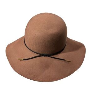 Handy Hats Blush Tan 100% Wool Wide-Brim Bolo Tie Floppy Fedora Built in Pocket